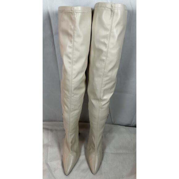 Forever‎ 21 Women's Faux Leather Over-the-Knee Boots in Cream Size 6 - Picture 5 of 9